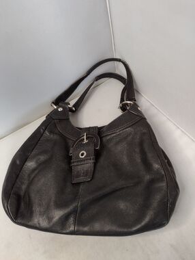 Coach Y2K SoHo Lynn Black Shoulder Bag Buckle Purse Leather LIQ